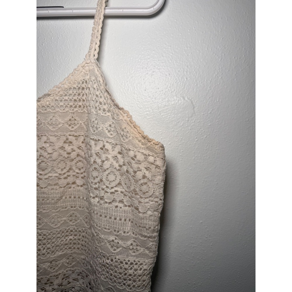 Mossimo Crochet‎ Lined Lace Cami Tank Top XL TG Cream Boho Cowgirl Indie Y2K - Picture 2 of 10